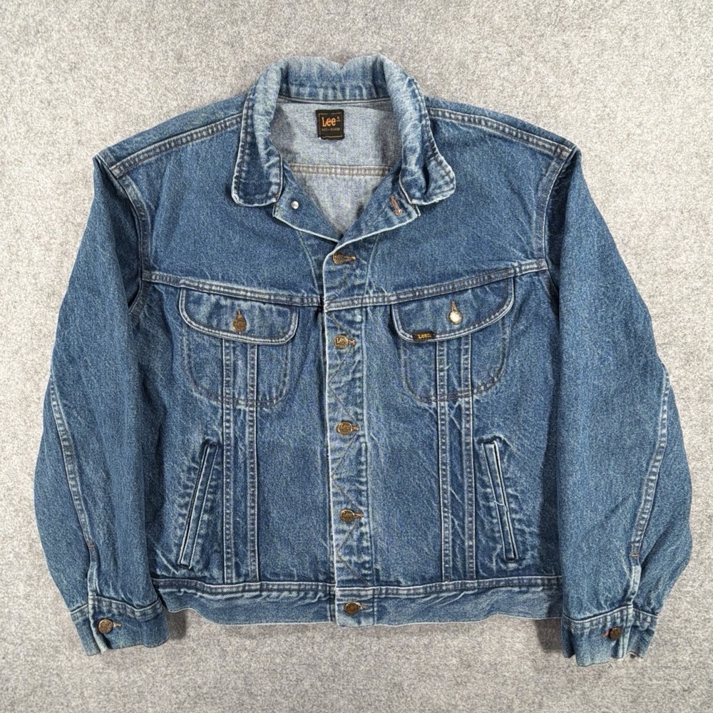 Vintage Lee 101-J Denim Jacket Mens 46R PATD-153438 Light Wash 80s 90s
